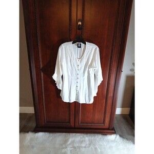 Himalayan Arts by YESHI Embroidered Boho Tunic Top Women's Size L White